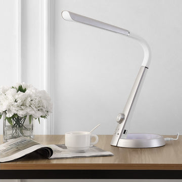 Milton 19" Aluminum Contemporary Minimalist Adjustable Head Dimmable USB Charging LED Task Lamp - JONATHAN Y